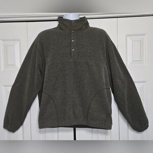 L.L. Bean Fleece Pullover Jacket Men's Large Regular Green Snap Vintage USA Made